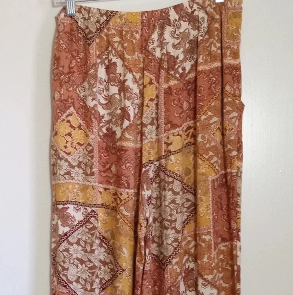 Rip Curl terracotta floral boho wide leg palazzo pants women size medium/large - Picture 7 of 9